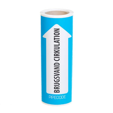 Pipecode rørmærke BRUGSVAND CIRKULATION 160 mm x 10 m - 1