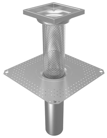 BLÜCHER tagafløb til selvfald med perforeret overdel til tagpap 400 x 400 mm Ø110 mm - 1