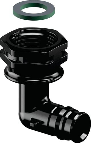Uponor Q&E vinkel 90° med omløber PPSU sort 16 mm x 1/2" - 1