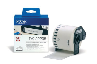 Papirtape Brother sort/hvid 62 mm 30,48 m - 1