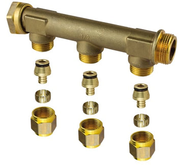 Uponor aqua plus fordelerrør med omløber WTR PEX DR 3/4"MT/SN 3X15C/C50 mm - 1