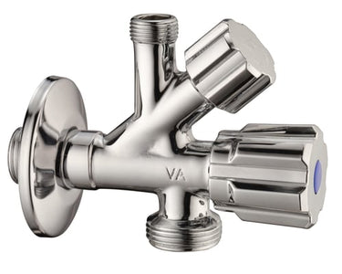 Unite kombistopventil 3/4" x 1/2" x 3/8" med 77 mm roset - 1
