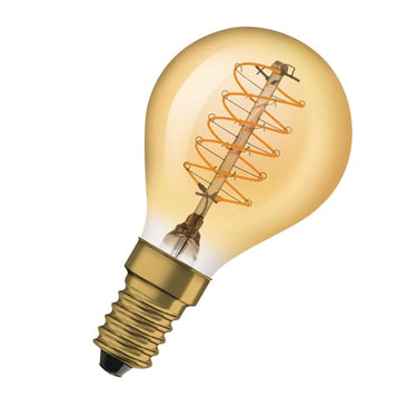 OSRAM Vintage 1906 LED krone guld spiral filament ultra tynd 250lm 3,4W/822 (25W) E14 dæmpbar - 1