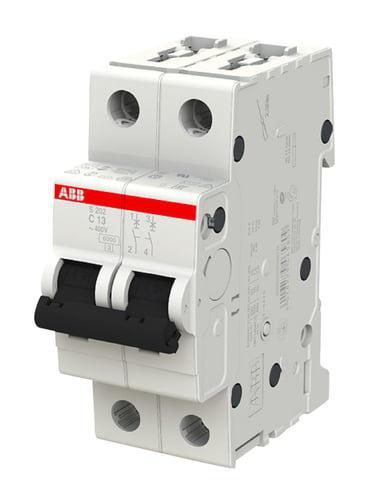 Automatsikring C 13A 2-polet C-karakteristik brydeevne 6kA 230/400V AC 35mm bred S202-C13 - 1