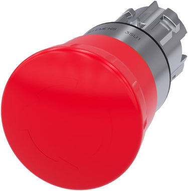 Nødstop paddehatte trykknap 22 mm rund metal skinnende rød 40 mm 3SU1050-1HB20-0AA0 - 1