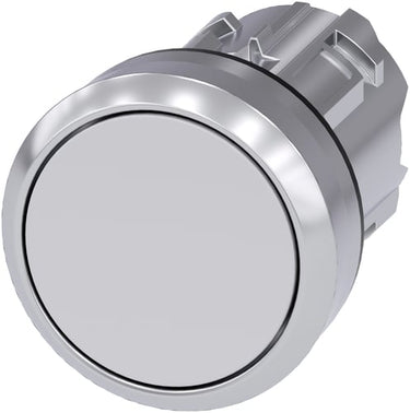 Trykknap 22mm rund Metal Skinnende Hvid Flad - 1