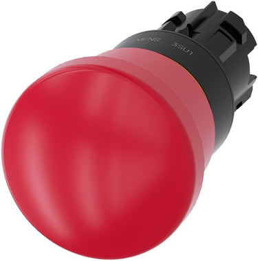 Nødstop paddehatte trykknap 22 mm rund plastik rød 40 mm låsende 3SU1000-1HB20-0AA0 - 1