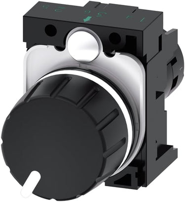 Potentiometer Kompakt 22 mm rund plastik sort 10K ohms med holder skrueklemme - 1