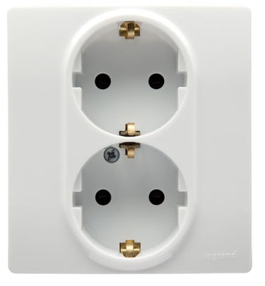 Niloé dobbelt stikkontakt SCHUKO 230V 2 POL + N COMPACT HVID - 1