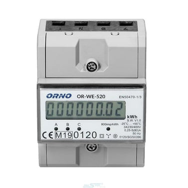 Orno kWh måler LCD Blue b/light 3F kl.1 MID - 1