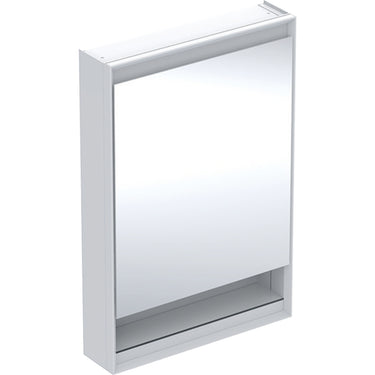 Geberit ONE spejlskab med underhylde og ComfortLight 1 låge hængsler højre væg 90 x 60 cm hvid/alu - 1