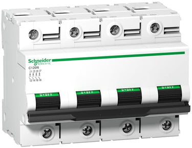 Automatsikring C120N 4P 125A mono terminal C 10kA 400V B: 108mm A9N18376 - 1