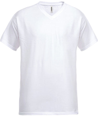 T-shirt V-hals Hvid M - 1