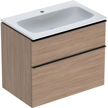 Geberit Icon møbelpakke 750 x 480 x 630 mm 2 skuffer eg natur porcelæn melamin træstruktur - 1