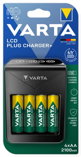 Varta Batteri LCD Plug Charger+ 4x AA 2100mAh - 1