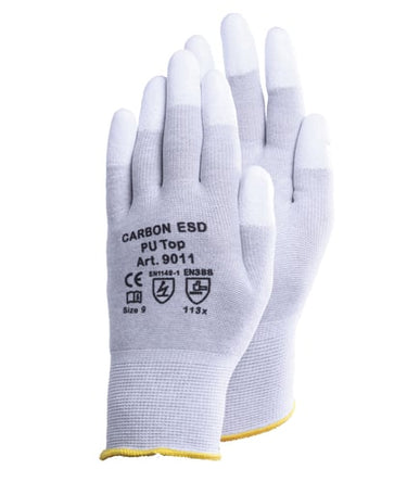 ESD Carbon handske PU top størrelse 6 - 1