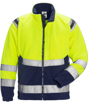 Fristads Hi-Vis vindtæt fleece jakke kl.3 4041 gul/marine str S - 1