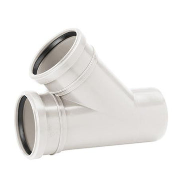 Uponor Decibel grenrør 110/75 mm 45° med 2 muffer - 1