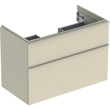 Geberit Icon vaskeskab 888 x 476 x 615 mm 2 skuffer sandgrå højkomprimeret trelags-spånplade lakeret blankpoleret - 1
