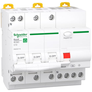 Resi9 XP RCBO/kombiafbryder 3PN C-karakteristik 10A 6kA 30mA klasse A 90mm - 1