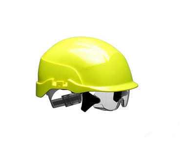 Spectrum ventileret sikkerhedshjelm med indbygget sikkerhedsbrille Hi-Vis gul - 1