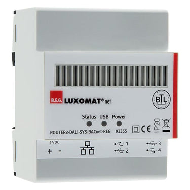 ROUTER2-DALI-SYS-BACnet-REG hvid DALI Router Router med integreret webserver og applikations controller BACnet device type B-ASC & B-GW . - 1