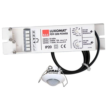 PD9-M-1C-SDB-IP65-i hvid Tilstedeværelsessensor 1 kanal ON/OFF (vådrum) 230V Ø10m/h2,5m indbygning. - 1