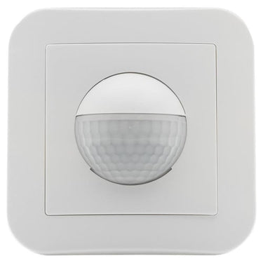 Indoor 180-R-11-48V-3A med ramme Vægsensor m. akustiksensor 1 kanal ON/OFF potentialefri 11-48V AC/DC 180°/12m EURO-dåse. - 1
