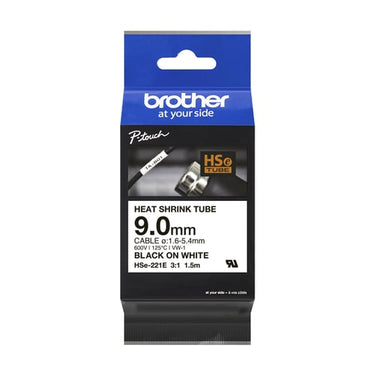 Brother HSe-221E Krympeflextape 9mmx1,5m sort/hvid - 1