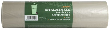 Container affaldssække passer til 240 liter container klar plast 10 poser pr. rulle - standard kvalitet - 1