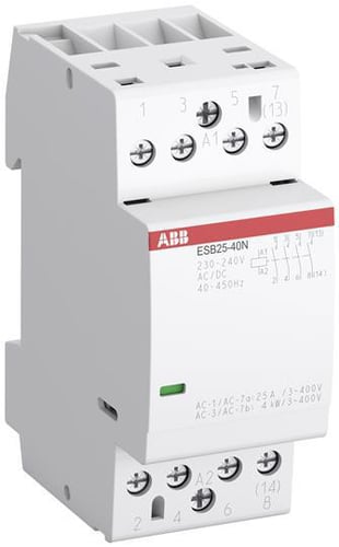 Installationskontaktor 4-polet 4NO AC-1 25A ved 55 grader 400V AC styrespænding 230…240V AC/DC - 1