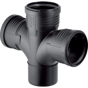 Geberit Silent PP grenrør 87,5° 110/110mm mf sort - 1