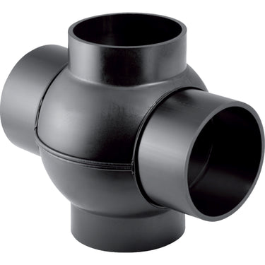 PEH grenrør 88,5/180° Geberit 110/110/110 mm 2-grene sort - 1
