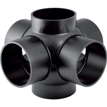PEH grenrør 88,5/90° Geberit 110/110 mm 4-grene sort - 1