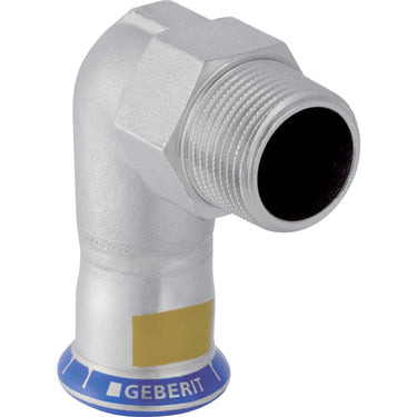 Geberit Mapress overgang rf svinkel 90° m/ udvendigt gevind (gas) d=15mm R=1/2″ - 1