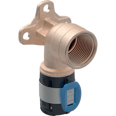 Geberit FlowFit tilslutningsvinkel 90° 25mmx3/4"/52mm mf blyfri rødgods - 1