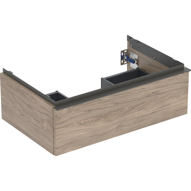 Geberit Icon vaskeskab 740 x 476 x 247 mm 1 skuffe nøddetræ højkomprimeret trelags-spånplade melamin træstruktur - 1