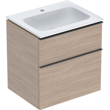Geberit Icon møbelpakke 600 x 480 x 630 mm 2 skuffer eg natur porcelæn melamin træstruktur - 1