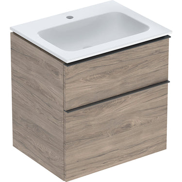 Geberit Icon møbelpakke 600 x 480 x 630 mm 2 skuffer nøddetræ porcelæn melamin træstruktur - 1