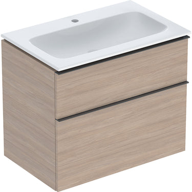 Geberit Icon møbelpakke 750 x 480 x 630 mm 2 skuffer eg natur porcelæn melamin træstruktur - 1