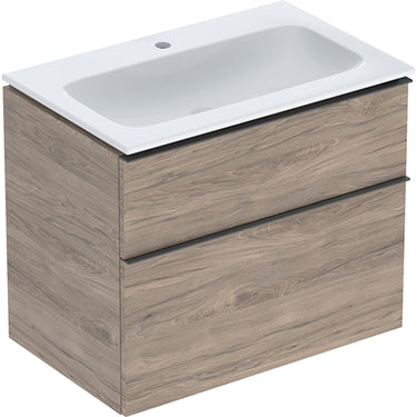 Geberit Icon møbelpakke 750 x 480 x 630 mm 2 skuffer nøddetræ porcelæn melamin træstruktur - 1