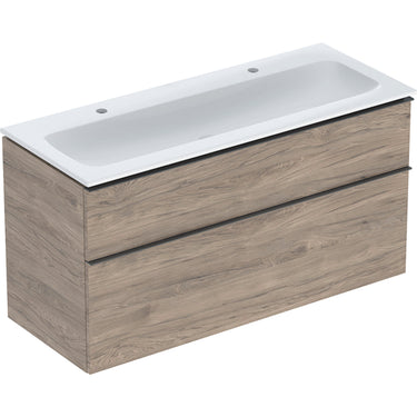 Geberit Icon møbelpakke 1200 x 480 x 630 mm 2 skuffer nøddetræ porcelæn melamin træstruktur - 1