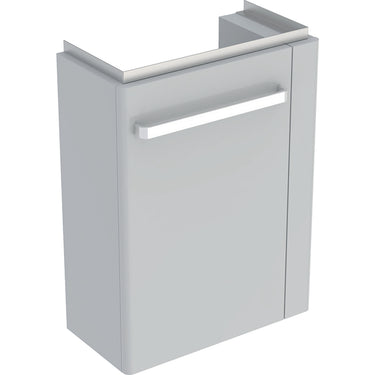 Geberit Renova Compact vaskeskab 448 x 252 x 604 mm 1 låge/håndkl.holder th blankpoleret lysgrå højkomprimeret trelags-spånplade lakeret - 1