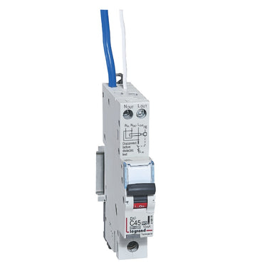 DX³ RCBO kombiafbryder C45 1pol blå-N 10mA type-A 1M 6000/10KA - 1