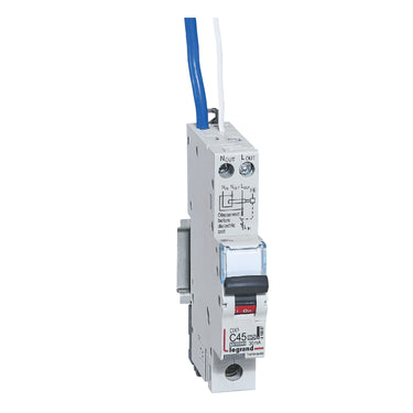 DX³ RCBO kombiafbryder C45 1pol blå-N 30mA type-A 1M 6000/10KA - 1