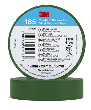 Temflex el vinyltape 165 grøn 19 mm x 20 m - 1