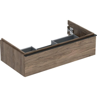 Geberit Icon vaskeskab 888 x 476 x 247 mm 1 skuffe nøddetræ højkomprimeret trelags-spånplade melamin træstruktur - 1