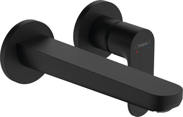 hansgrohe Rebris S 1-grebs håndvaskarmatur t/2-huls indbyg. i væg 20 cm tud mat sort - 1