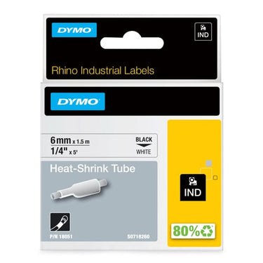 DYMO Rhino industri tape krympeflex sort på hvid 6mmx1,5m - 1