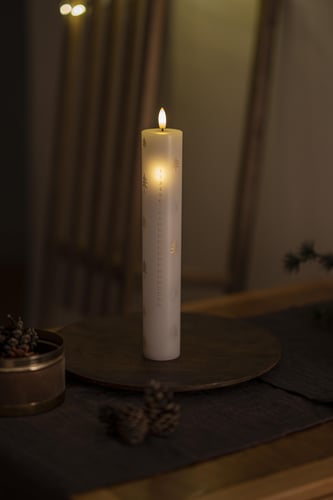 Sille Kalenderlys Ø5xH29,8cm guld/sølv træer - 1